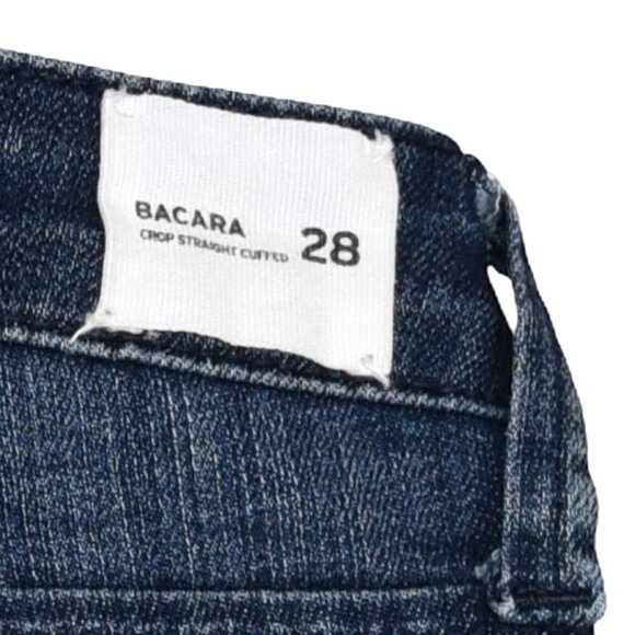 Bacara Crop Straight Cuffed Jeans Size 28 Dark Wash Distressed Hem Casual Denim - Picture 5 of 10